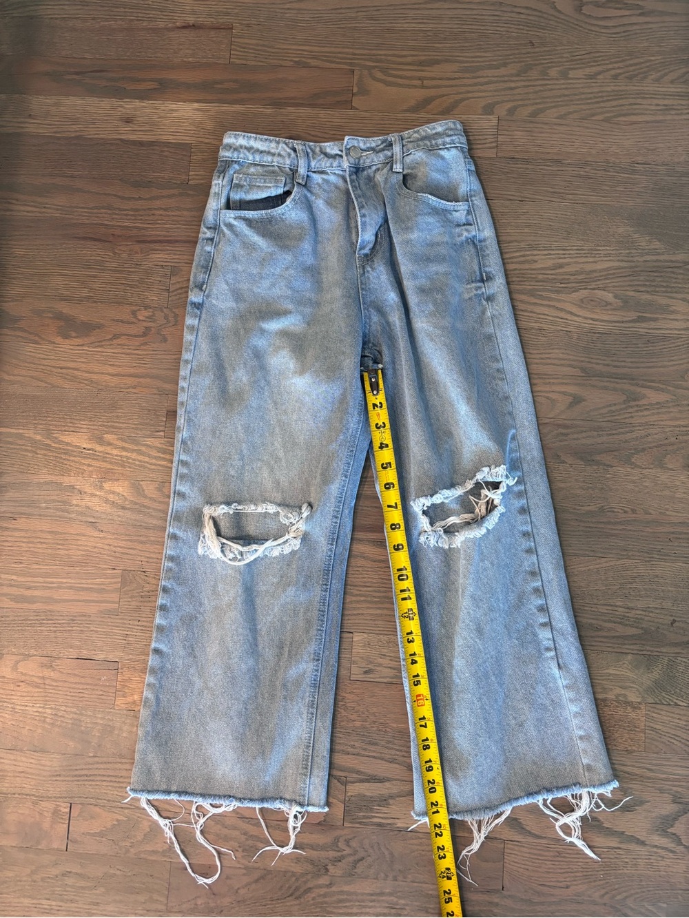 Saints & Hearts | Womens Blue Denim Raw Hem Wide Leg Jeans S - Picture 5 of 7